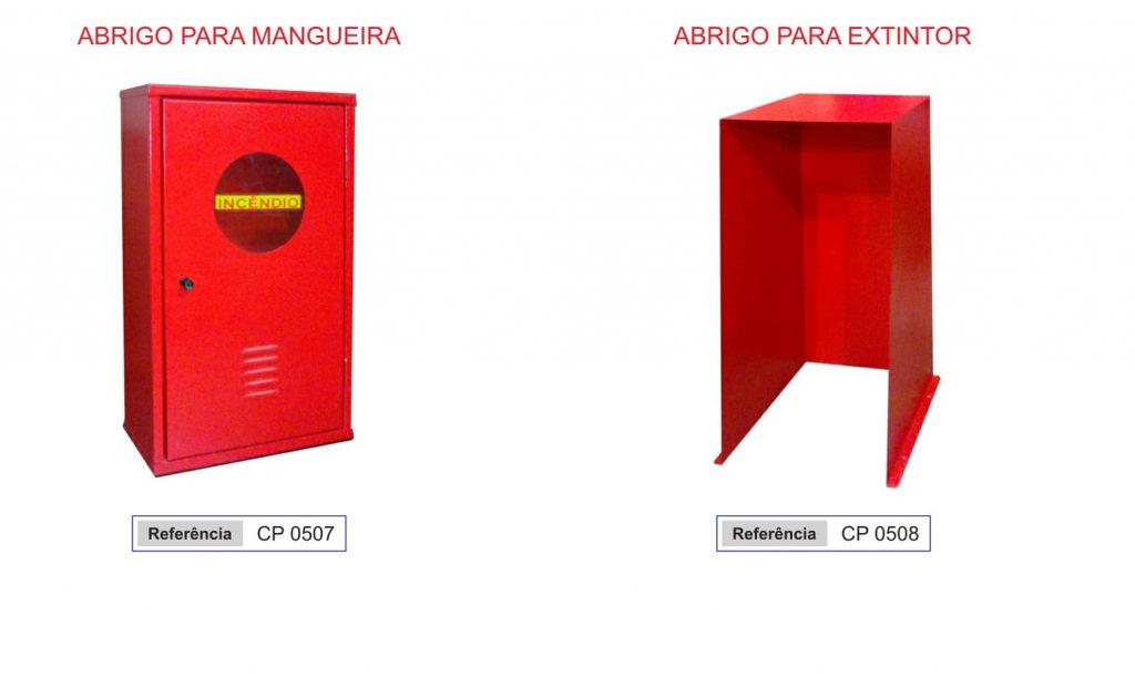 Abrigos para mangueira e extintor